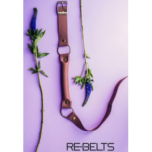 Коричневый кляп-трензель из натуральной кожи Lora Brown (иной угол)