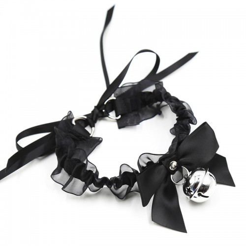 Кружевной ошейник с бантиком и бубенчиком