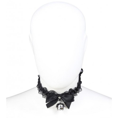 Кружевной ошейник с бантиком и бубенчиком