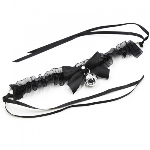 Кружевной ошейник с бантиком и бубенчиком