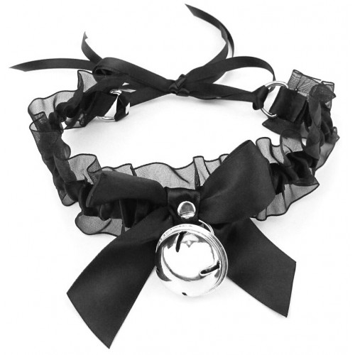 Кружевной ошейник с бантиком и бубенчиком