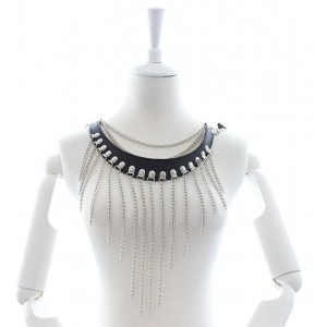 Чёрный ошейник с цепочками (иной угол)