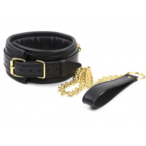 Ошейник с поводком на золотистой цепочке (иной угол)