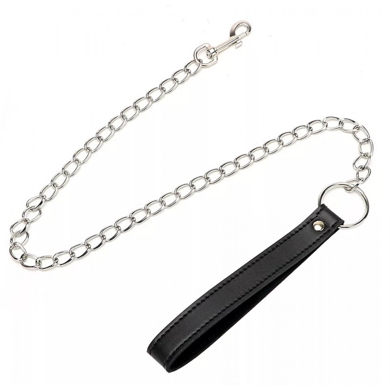 Черный поводок к БДСМ аксессуарам с цепочкой																					