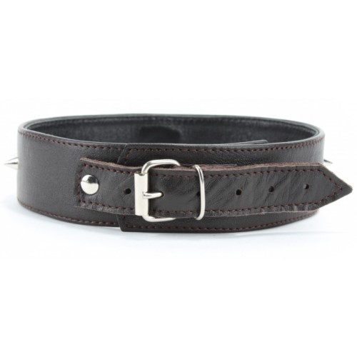 Коричневый ошейник с маленькими шипами XL