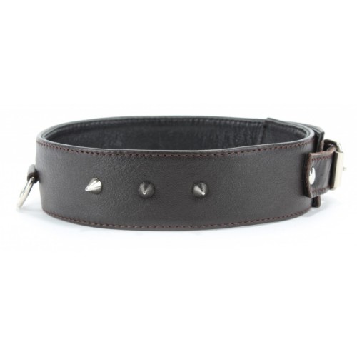 Коричневый ошейник с маленькими шипами XL