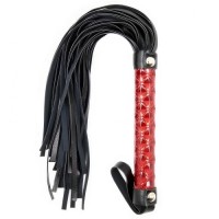 Черная плеть с дизайнерской лакированной ручкой красного цвета