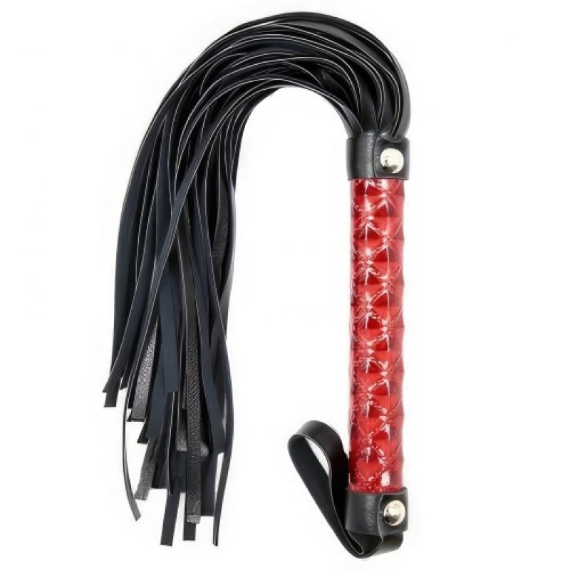 Черная плеть с дизайнерской лакированной ручкой красного цвета
