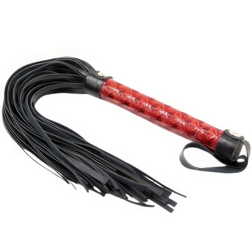 Черная плеть с дизайнерской лакированной ручкой красного цвета