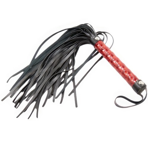 Черная плеть с дизайнерской лакированной ручкой красного цвета