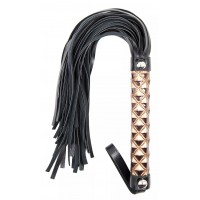 Черная плеть с дизайнерской лакированной ручкой золотого цвета