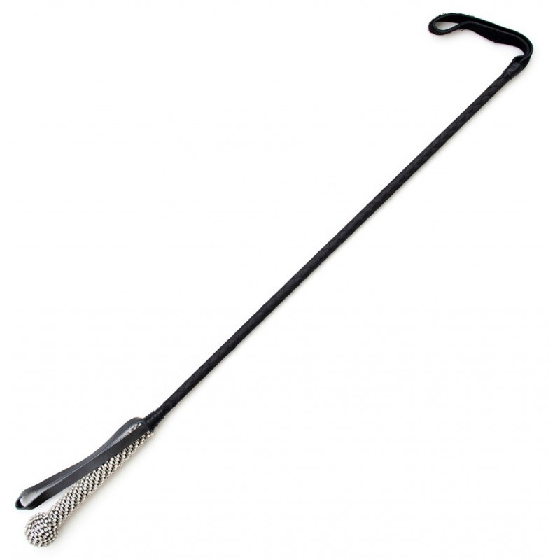 Стек из натуральной кожи с рукоятью декорированной стразами 73 см