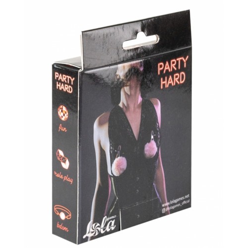 Зажимы на соски с розовым мехом Party Hard Angelic Pink