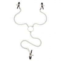 Комплект из 3-х зажимов БДСМ на соски и клитор соединённые цепочкой