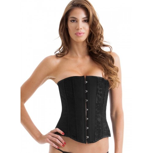 Черный сатиновый корсет с кружевными вставками Essential Satin Lace Corset M