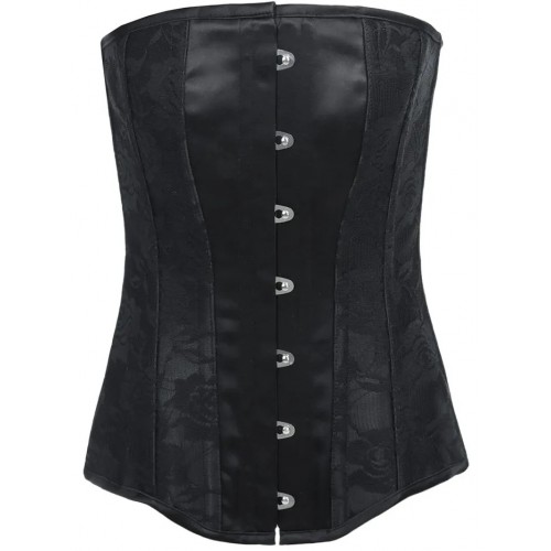 Черный сатиновый корсет с кружевными вставками Essential Satin Lace Corset M