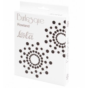 Наклейки на грудь со стразами Burlesque Rowland черные (иной угол)