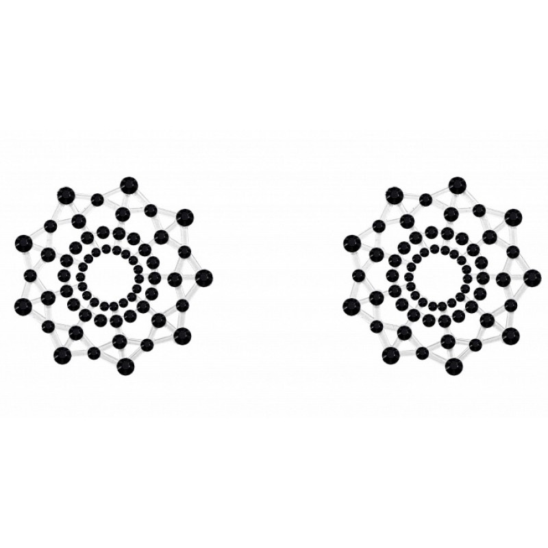 Наклейки на грудь со стразами Burlesque Rowland черные