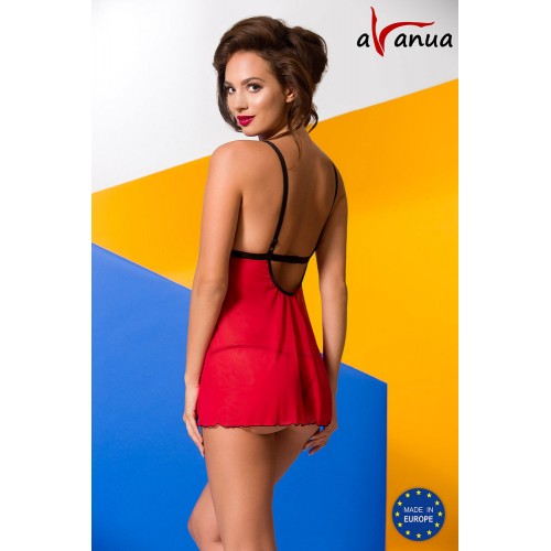 Эротическая красная сорочка с кружевными вставками Salome  red S/M