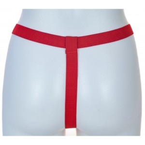 Красные лакированные стринги с доступом (иной угол)