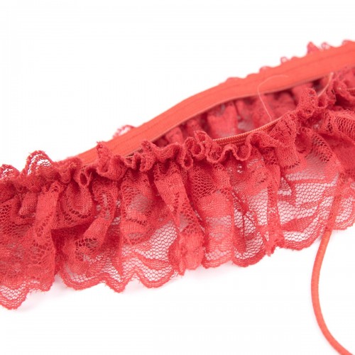 Стринги кружевные с жемчужной нитью красные