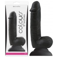 Черный фаллоимитатор с выпуклыми венками Colours Softies Dildo 18 см