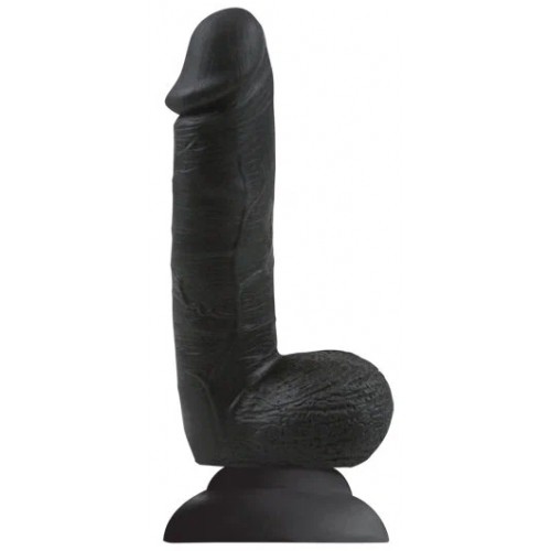 Черный фаллоимитатор с выпуклыми венками Colours Softies Dildo 18 см