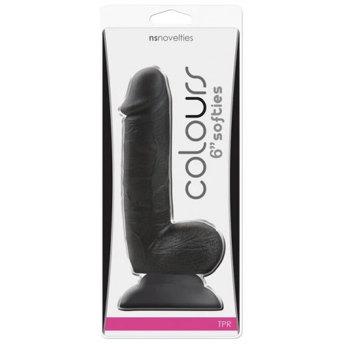 Черный фаллоимитатор с выпуклыми венками Colours Softies Dildo 18 см