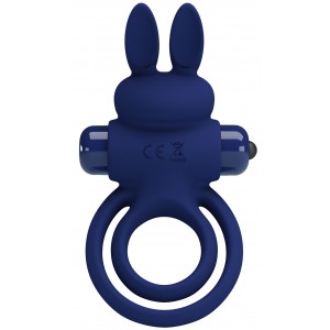 Эрекционное виброкольцо Pretty Love Vibrant Penis Ring III с петлей на мошонку синее (иной угол)