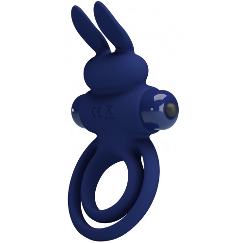 Эрекционное виброкольцо Pretty Love Vibrant Penis Ring III с петлей на мошонку синее