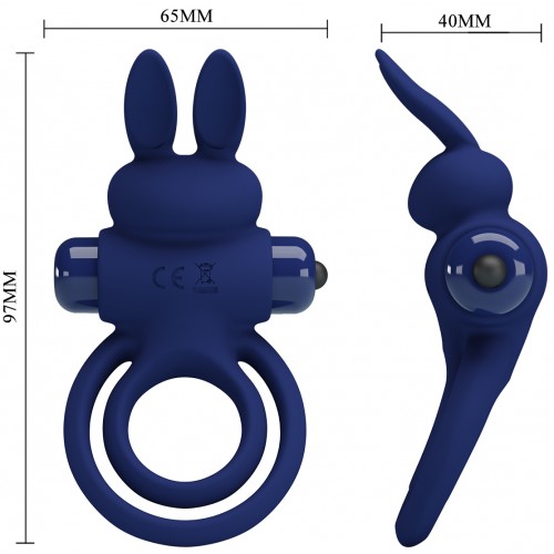 Эрекционное виброкольцо Pretty Love Vibrant Penis Ring III с петлей на мошонку синее