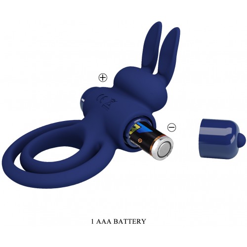 Эрекционное виброкольцо Pretty Love Vibrant Penis Ring III с петлей на мошонку синее