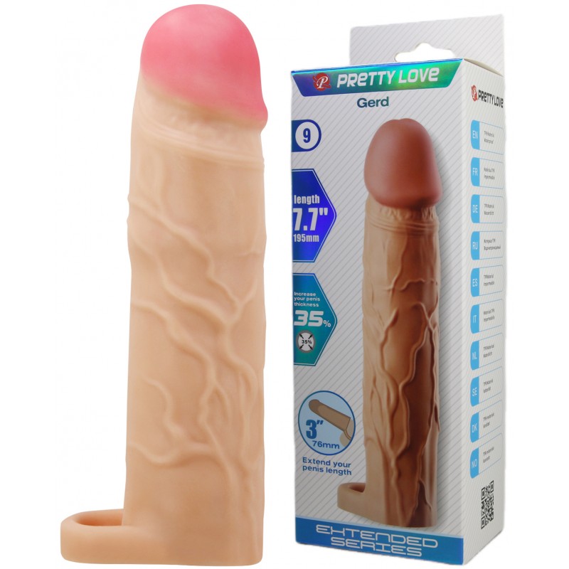 Удлиняющая насадка с креплением под мошонку Pretty Love Gerd телесная + 7,6 см