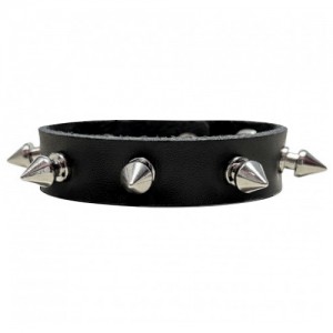 Кожаное эрекционное кольцо с шипами (иной угол)