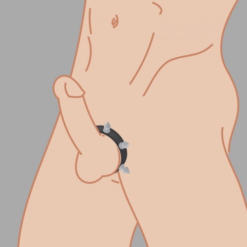 Кожаное эрекционное кольцо с шипами