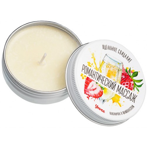 Массажная свеча Yovee by Toyfa «Романтический массаж», с ароматом клубники и шампанского, 30 мл