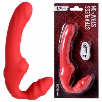 Безремневой страпон Black & Red by TOYFA с вибрацией, влагостойкий, силикон, красный, 35 см