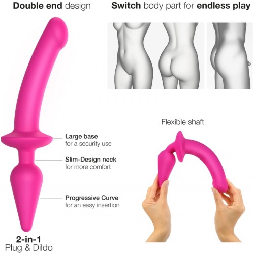 Фаллоимитатор Strap-On-Me Switch Plug-In Semi Realistic L фуксия