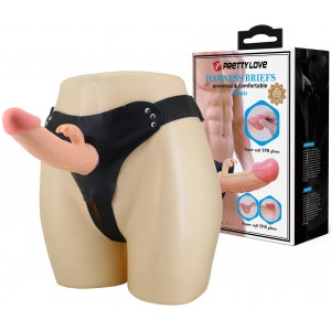 Фаллопротез с клиторальным стимулятором на трусиках Pretty Love Harness Briefs Mavis 19 см