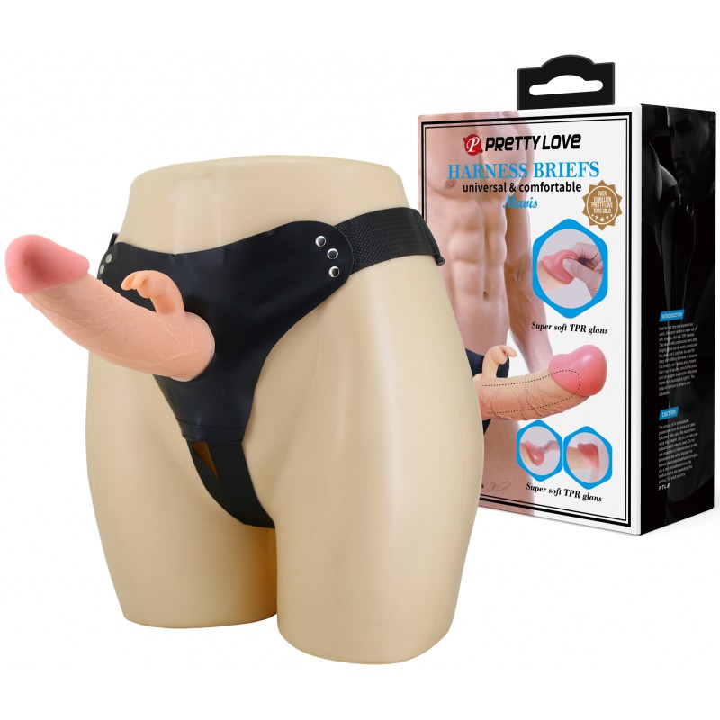 Фаллопротез с клиторальным стимулятором на трусиках Pretty Love Harness Briefs Mavis 19 см