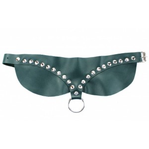 Широкий изумрудный ошейник с заклепками (иной угол)