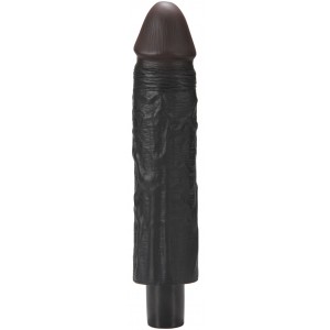 Реалистичный черный вибратор с рельефным стволом X-Men Vibrating Siliсone Cock 19 см (иной угол)