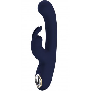 Перезаряжаемый вибратор с клиторальным стимулятором-кроликом и LED-экраном Pretty Love Lamar синий (иной угол)