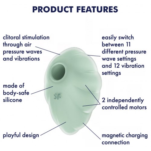 Вакуумно-волновой стимулятор с вибрацией Satisfyer Cloud Dancer мятный