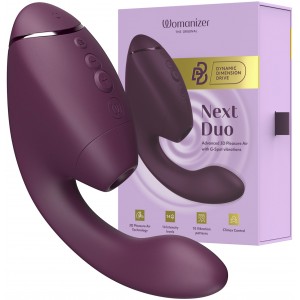 МЯГКАЯ ВАКУУМНАЯ УПАКОВКА Роскошный вакуумный вибростимулятор для G точки и клитора Womanizer Next Duo фиолетовый
