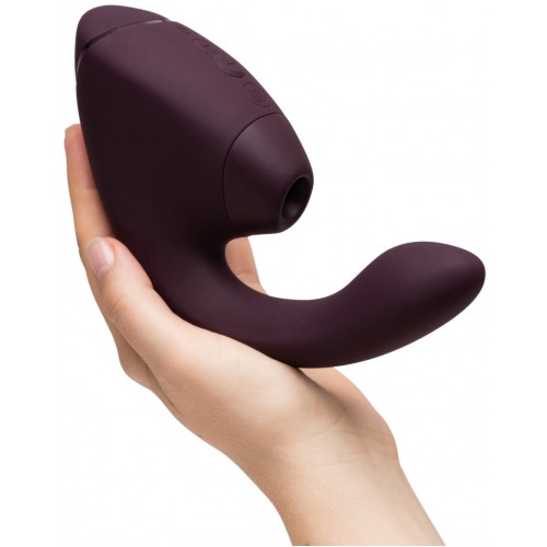 МЯГКАЯ ВАКУУМНАЯ УПАКОВКА Роскошный вакуумный вибростимулятор для G точки и клитора Womanizer Next Duo фиолетовый