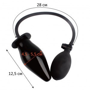 Черная расширяющаяся анальная пробка с грушей (иной угол)