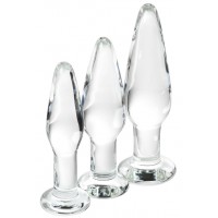 Набор анальных втулок Sexus Glass, стекло, прозрачный, 14/12,5/12 см, Ø 4/3,5/3 см