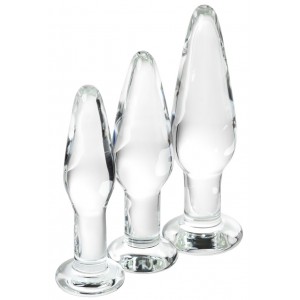 Набор анальных втулок Sexus Glass, стекло, прозрачный, 14/12,5/12 см, Ø 4/3,5/3 см