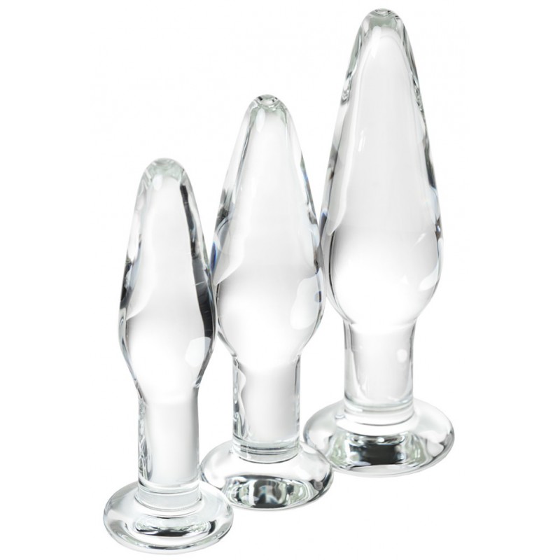 Набор анальных втулок Sexus Glass, стекло, прозрачный, 14/12,5/12 см, Ø 4/3,5/3 см